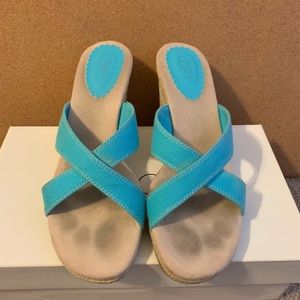 ANN TAYLOR blue espadrille wedges